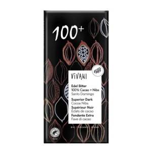 Chocolate Negro Superior 100% con Nibs de Cacao Vivani Bio
