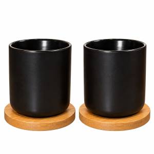 Set 2 Vasos y Salvamanteles Negro