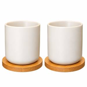 Set 2 Vasos y Salvamanteles Blanco
